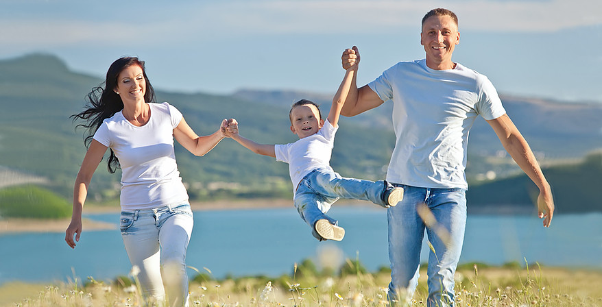 Happy Family In Nature